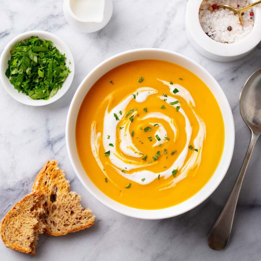 Alexis Estates butternut squash soup and bread